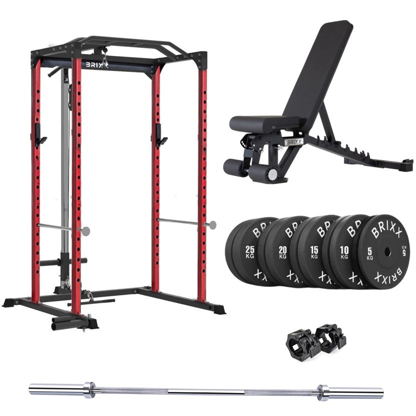 BRIXX Zeus 4000 Power Rack, Bench, Plates & Barbell Package