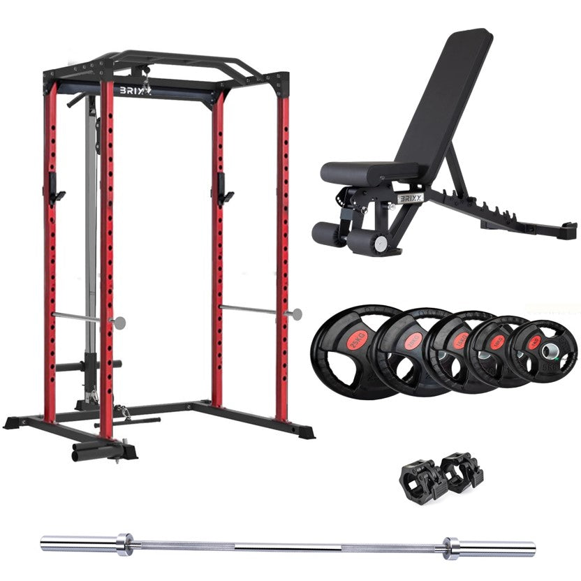 BRIXX Zeus 4000 Power Rack, Bench, Plates & Barbell Package