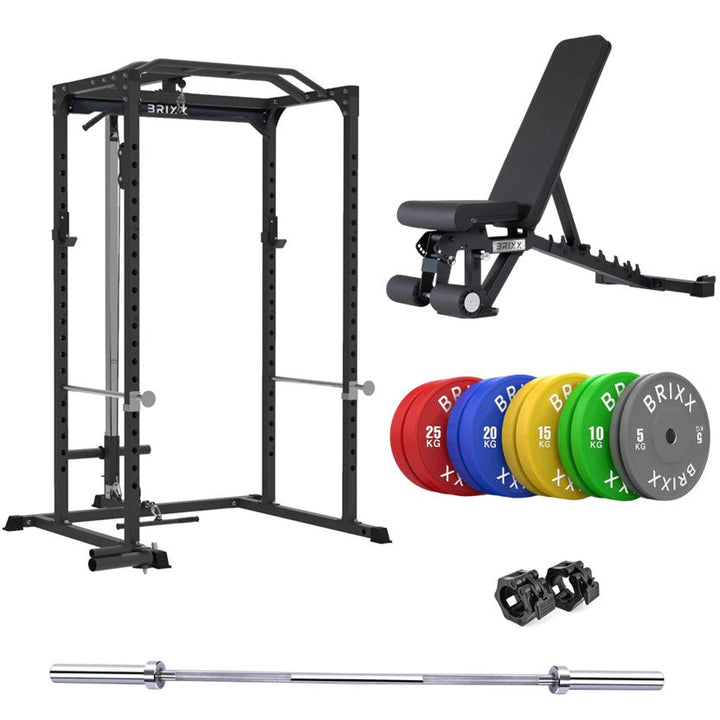 BRIXX Zeus 4000 Power Rack, Bench, Plates & Barbell Package